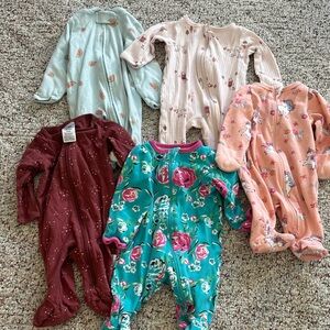 Floral and Solid Kids One Piece Set